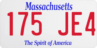 MA license plate 175JE4