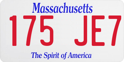 MA license plate 175JE7