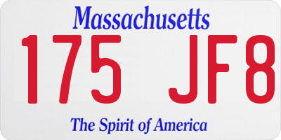 MA license plate 175JF8