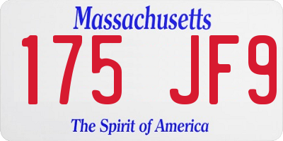 MA license plate 175JF9