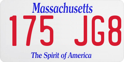 MA license plate 175JG8