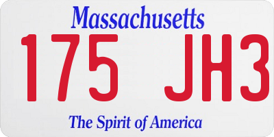 MA license plate 175JH3