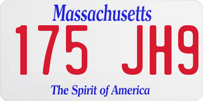 MA license plate 175JH9