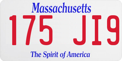 MA license plate 175JI9