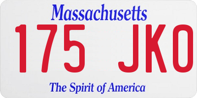 MA license plate 175JK0