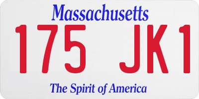 MA license plate 175JK1