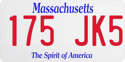 MA license plate 175JK5