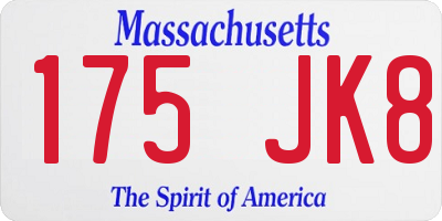MA license plate 175JK8