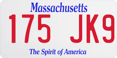 MA license plate 175JK9