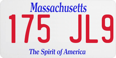 MA license plate 175JL9