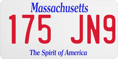 MA license plate 175JN9