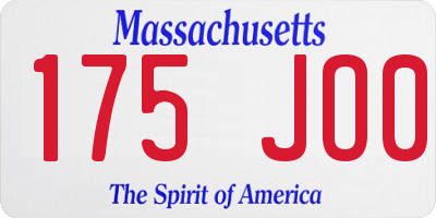 MA license plate 175JO0