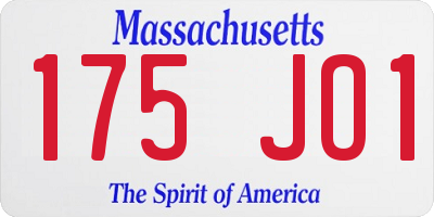 MA license plate 175JO1