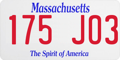 MA license plate 175JO3