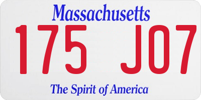 MA license plate 175JO7
