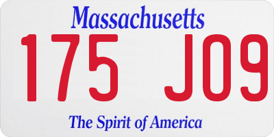MA license plate 175JO9