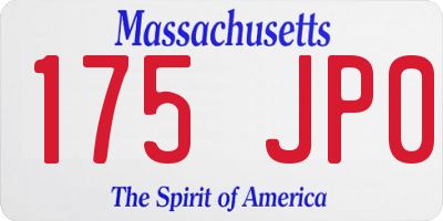 MA license plate 175JP0