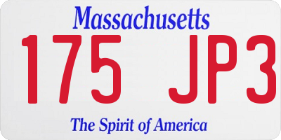MA license plate 175JP3
