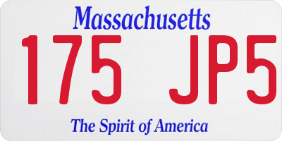 MA license plate 175JP5