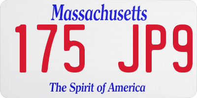 MA license plate 175JP9