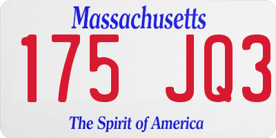 MA license plate 175JQ3