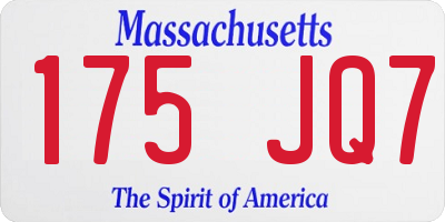 MA license plate 175JQ7