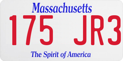 MA license plate 175JR3