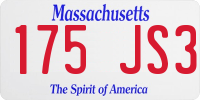 MA license plate 175JS3