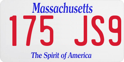 MA license plate 175JS9