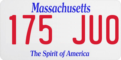 MA license plate 175JU0