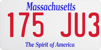 MA license plate 175JU3