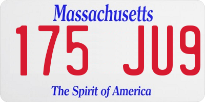 MA license plate 175JU9