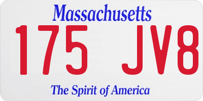 MA license plate 175JV8