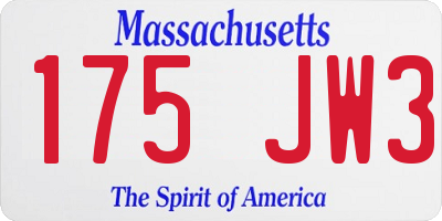 MA license plate 175JW3