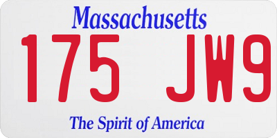MA license plate 175JW9
