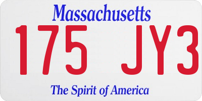 MA license plate 175JY3