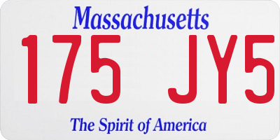 MA license plate 175JY5