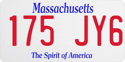 MA license plate 175JY6
