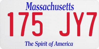 MA license plate 175JY7
