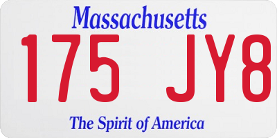 MA license plate 175JY8