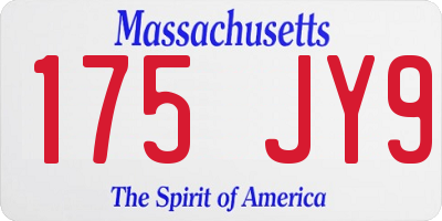 MA license plate 175JY9