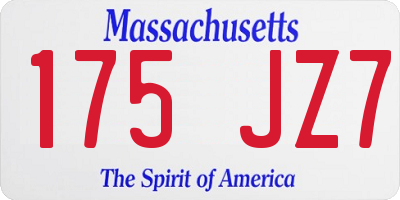 MA license plate 175JZ7