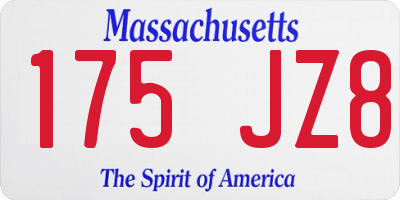 MA license plate 175JZ8