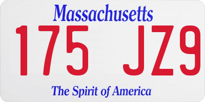 MA license plate 175JZ9