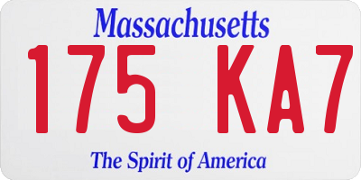 MA license plate 175KA7