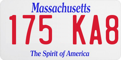 MA license plate 175KA8