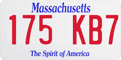 MA license plate 175KB7