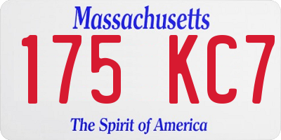 MA license plate 175KC7