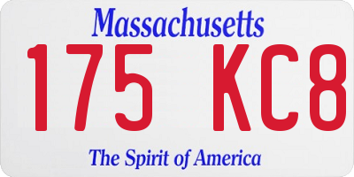 MA license plate 175KC8