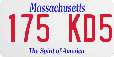 MA license plate 175KD5
